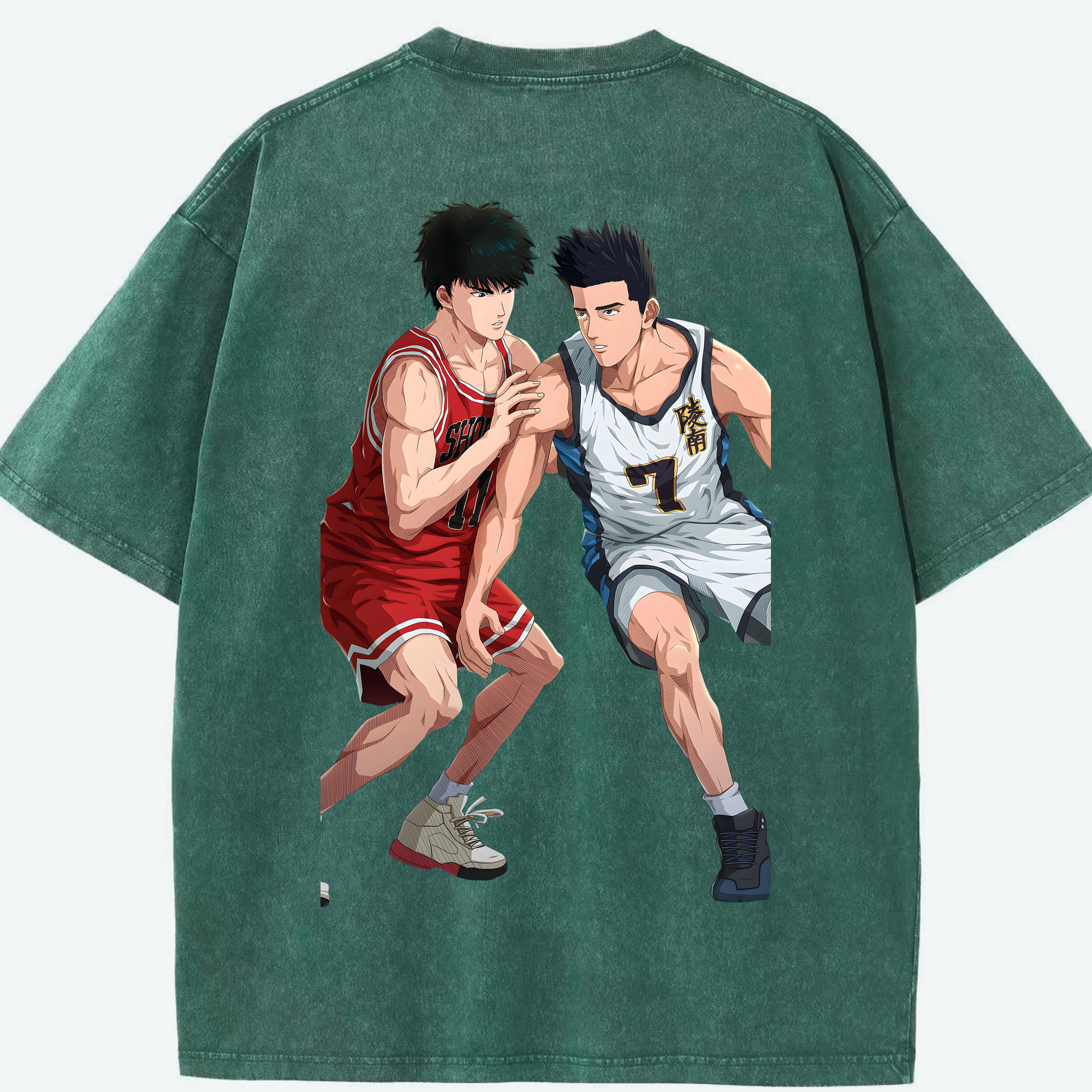 SLAM DUNK／スラムダンク 綿100% ヴィンテージ風 半袖Tシャツ（背面プリント）